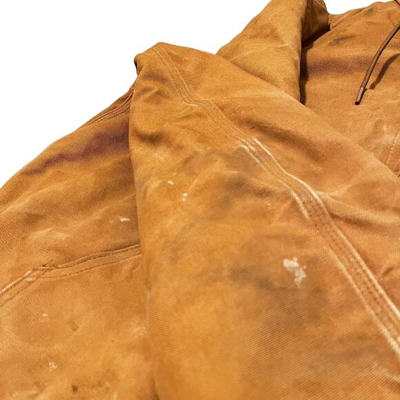 Carhartt J140 Tan Duck Hooded Jacket Mens Size M Workwear Streetwear Skatestyle - Picture 8 of 12